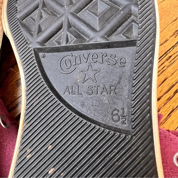 High Top Converse Platform Suede ALL STAR Maroon Burgundy Size 7.5 Sneaker Shoe - Picture 7 of 8